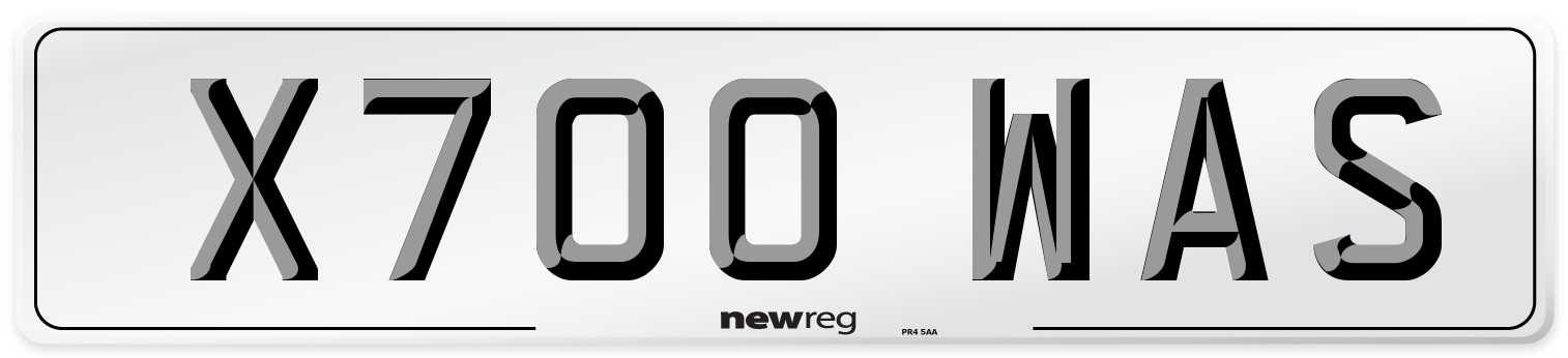 X700 WAS Number Plate from New Reg